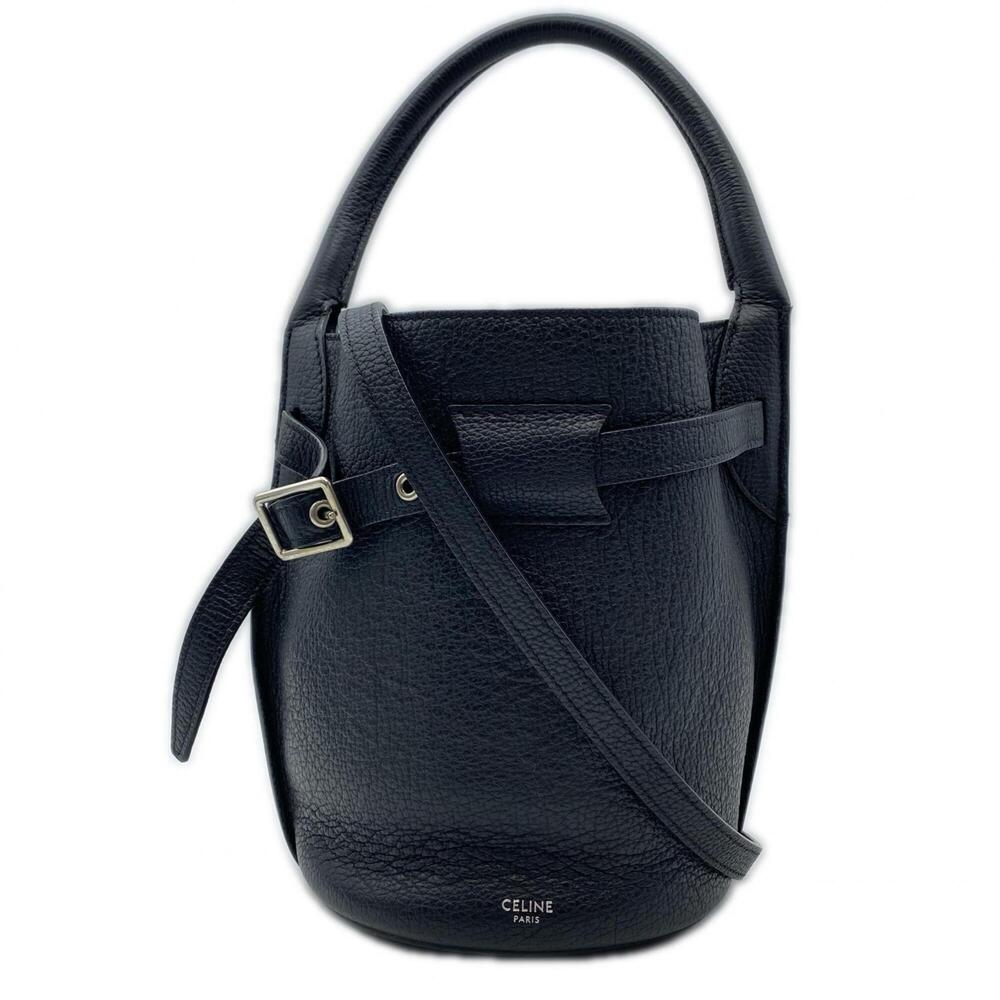 CELINE Calfskin Big Bag Bucket Nano 187243A4U Handbag Black Calf Leather Women's